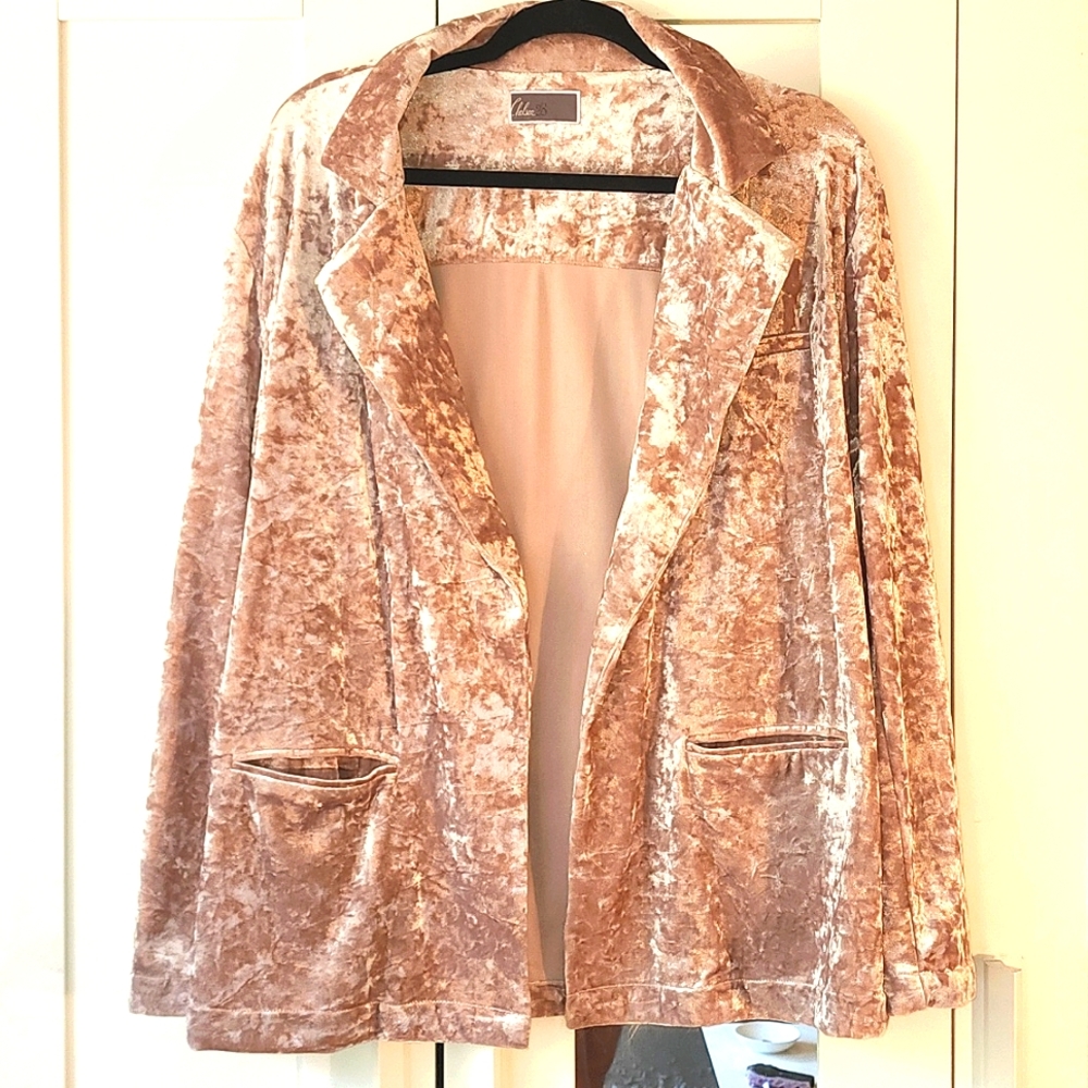 Beautiful mauve crushed velvet soft-structured blazer